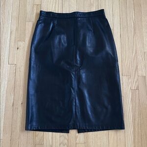 Vintage Express black leather pencil midi skirt 7 small medium